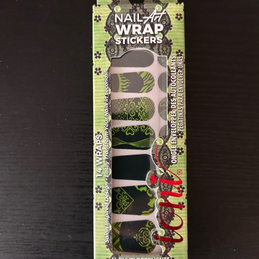 Ioni Nail Wrap Stickers - Green Patterned Press-On Nails
